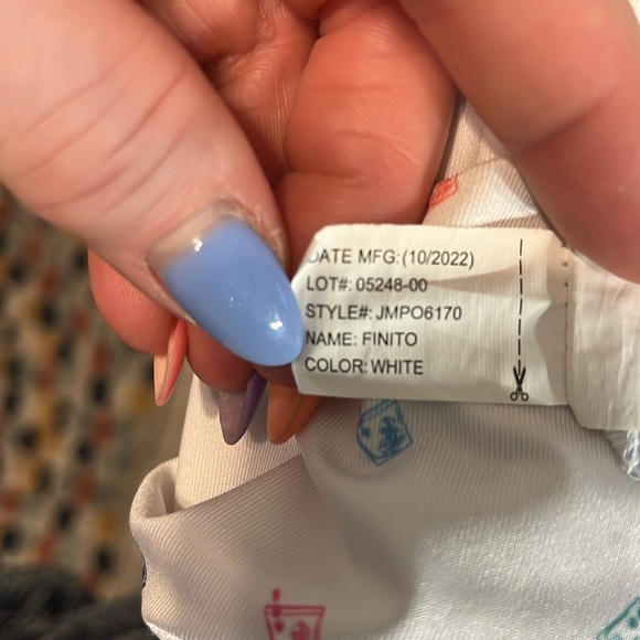 Johnnie-O Polo Golf Shirt Mens “Finito” White with Cocktails SPF 50 Size Large - Picture 10 of 10